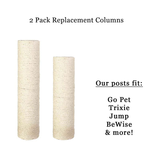 2 Pack Replacement Sisal Scratching Posts for Go Pet | Trixie | Jump | Tiger Tough | Catry | Heybly & BeWise Cat Trees